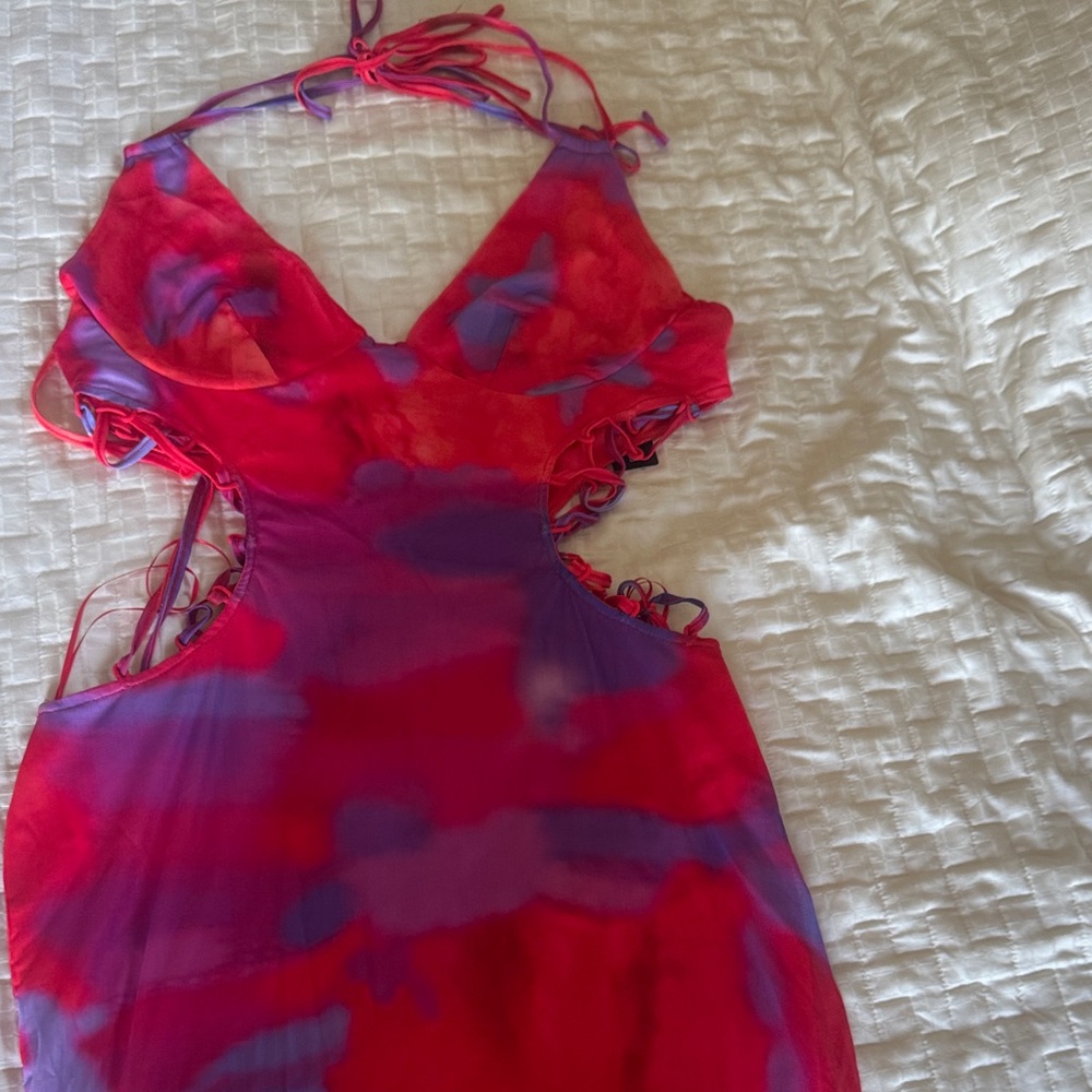 Fashion Nova Red and Purple Maxi Dress